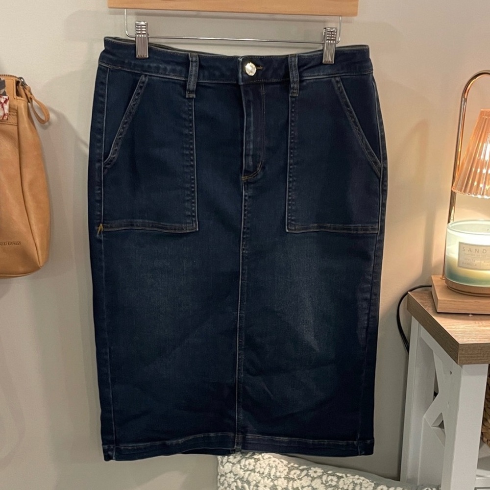 Anne Klein Dark Blue Denim Skirt